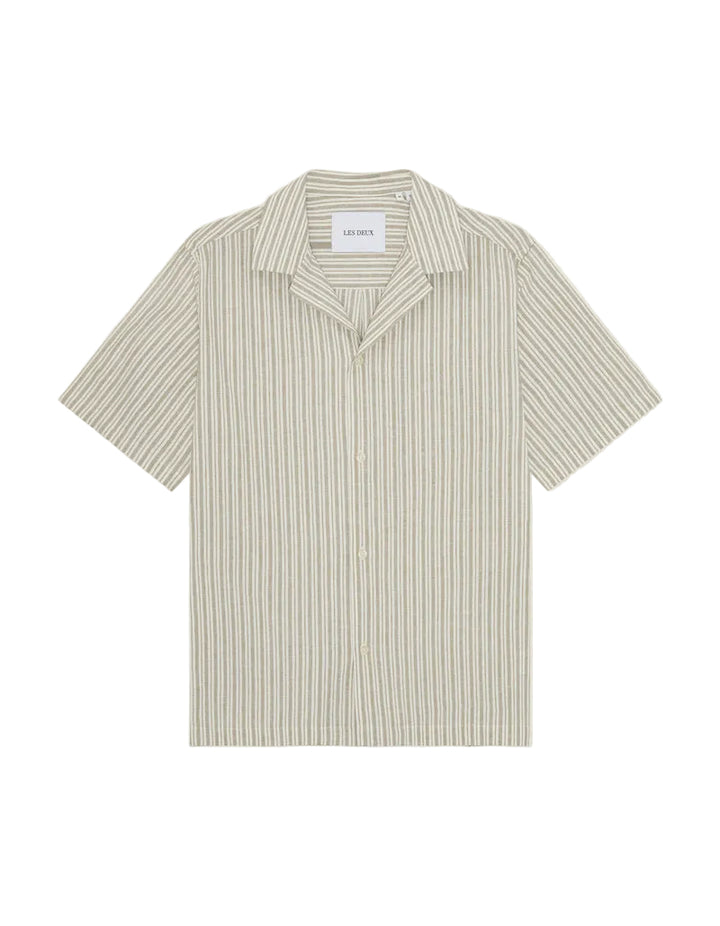 Stripe Cotton Linen SS Shirt | Dark Sand