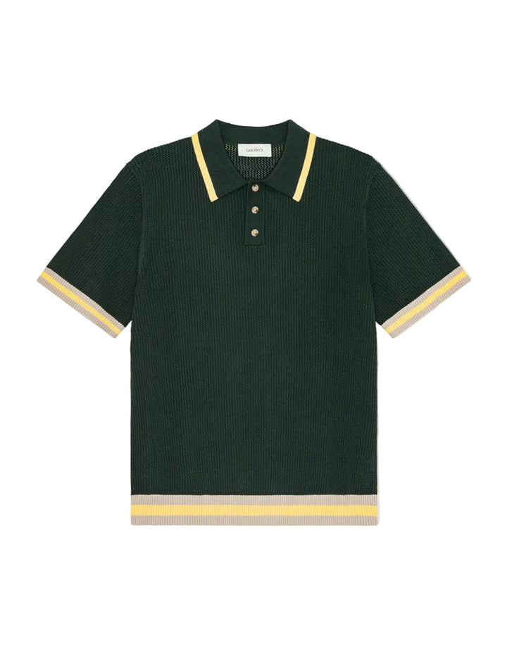 Lace Knitted Polo | Pine Green