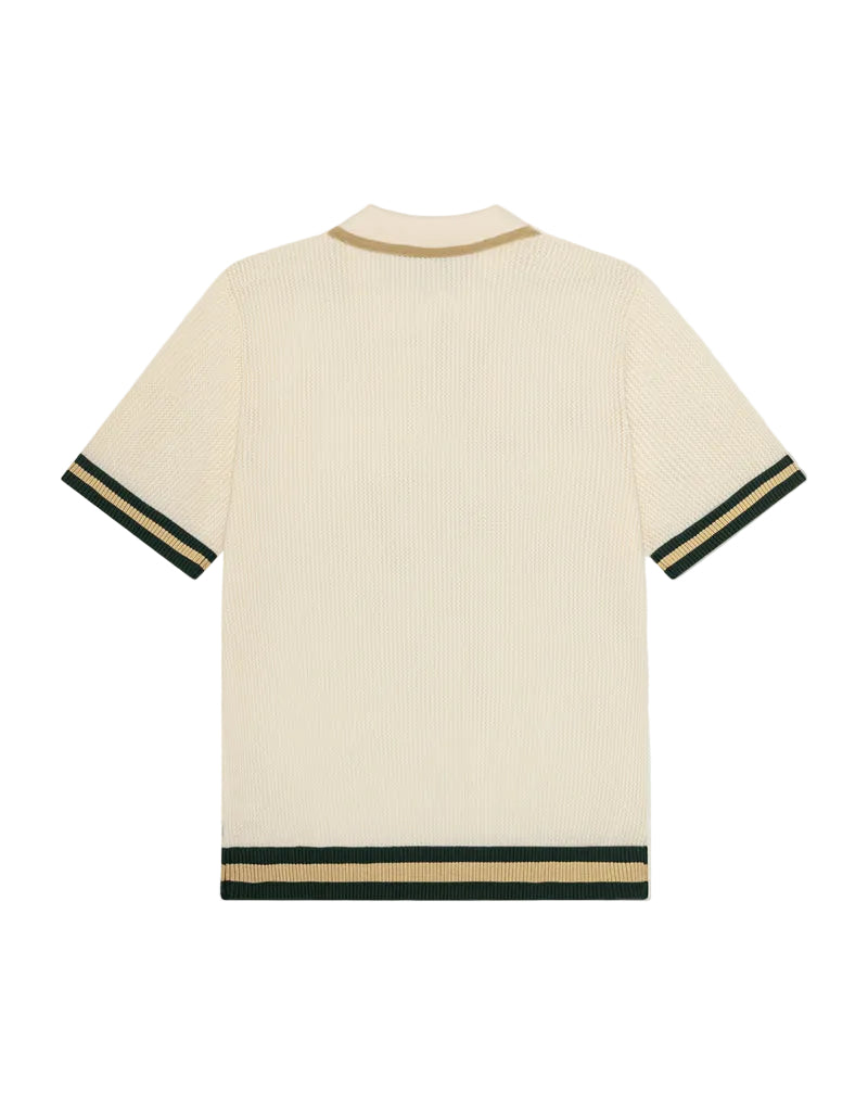 Lace Knitted Polo | Eggnog White