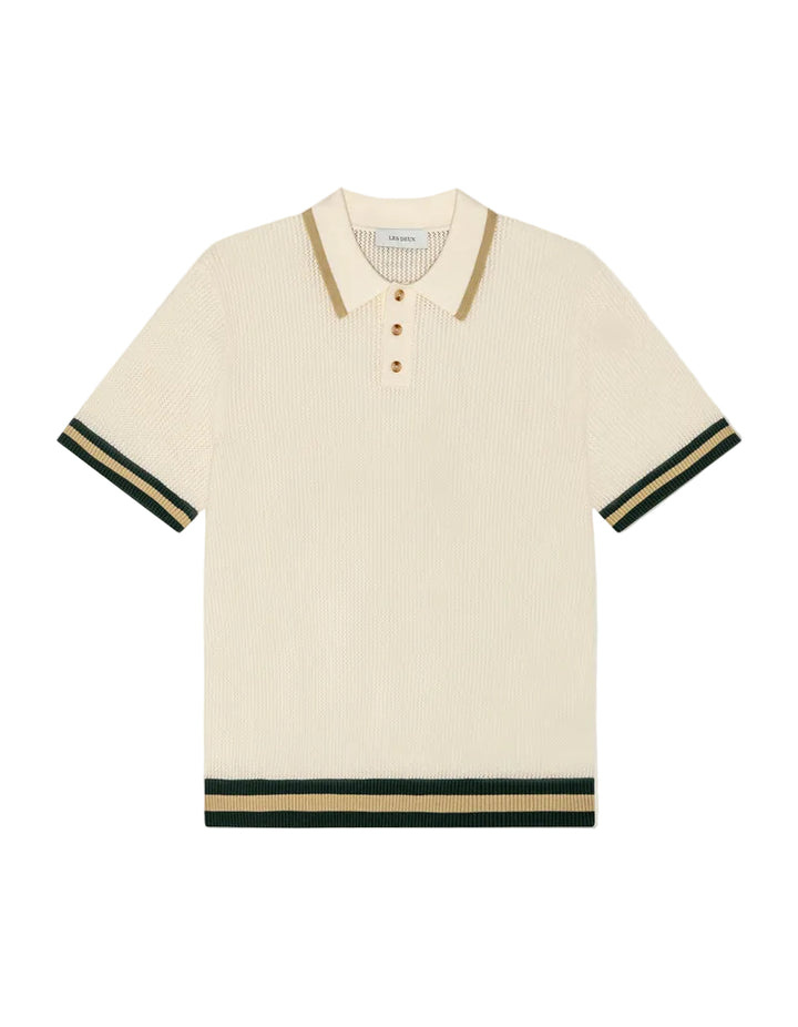 Lace Knitted Polo | Eggnog White