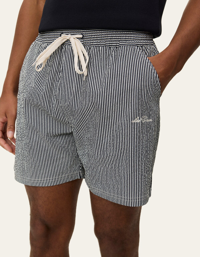 Stan Stripe Seerseucker Swim Shorts | Black