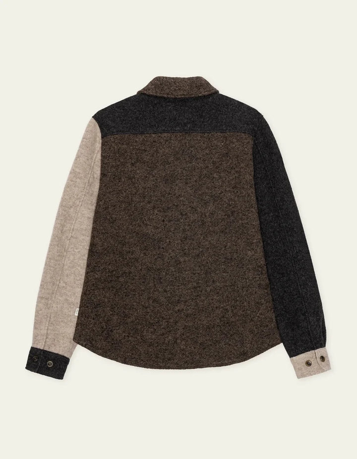Wool Colourblock Overshirt | Mole Brown