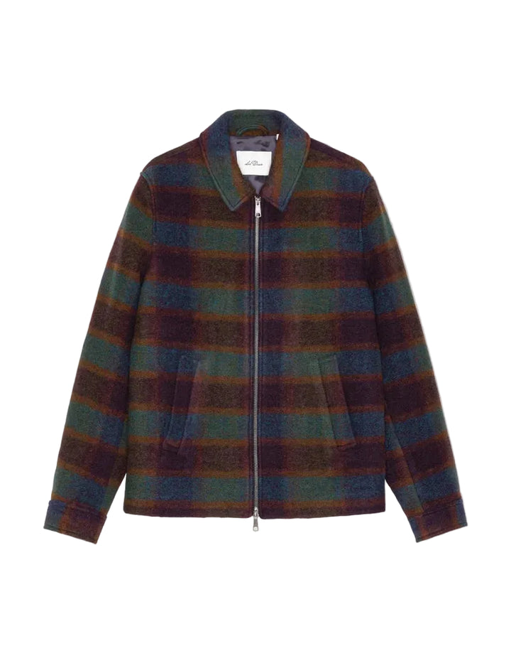 Check Wool Zipper Coach Jacket | Rosin Green