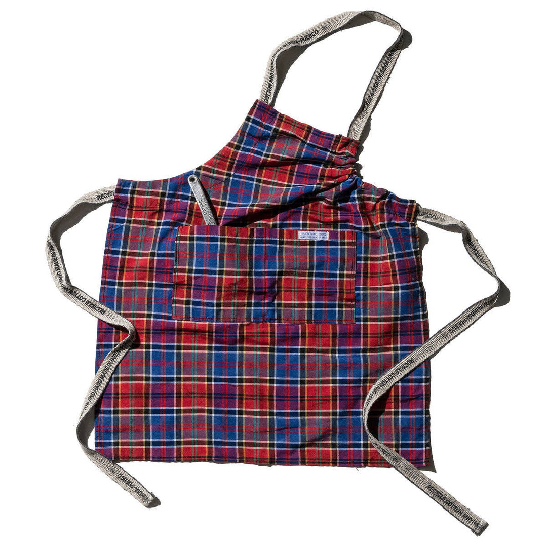 Recycle Cotton Check Apron - Red x Blue