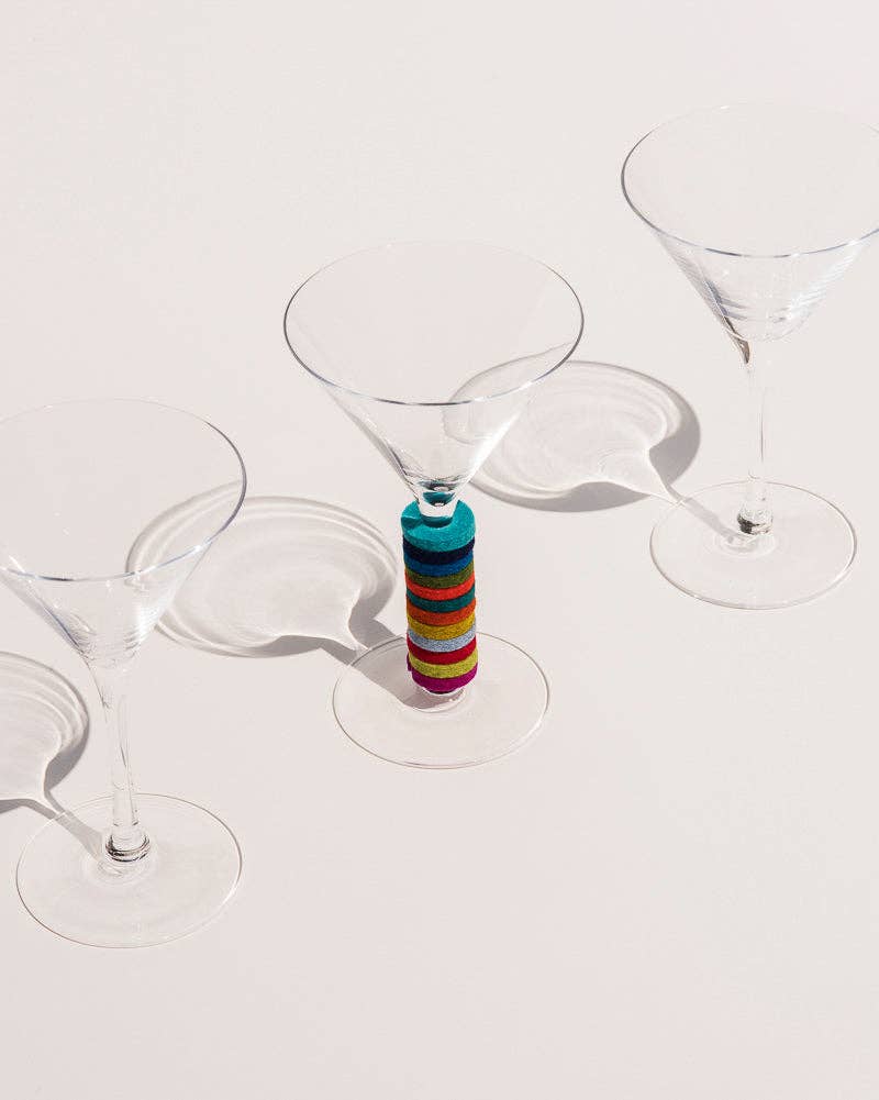 Rainbow Wine-O's Merino Wool Felt Round Wine Markers