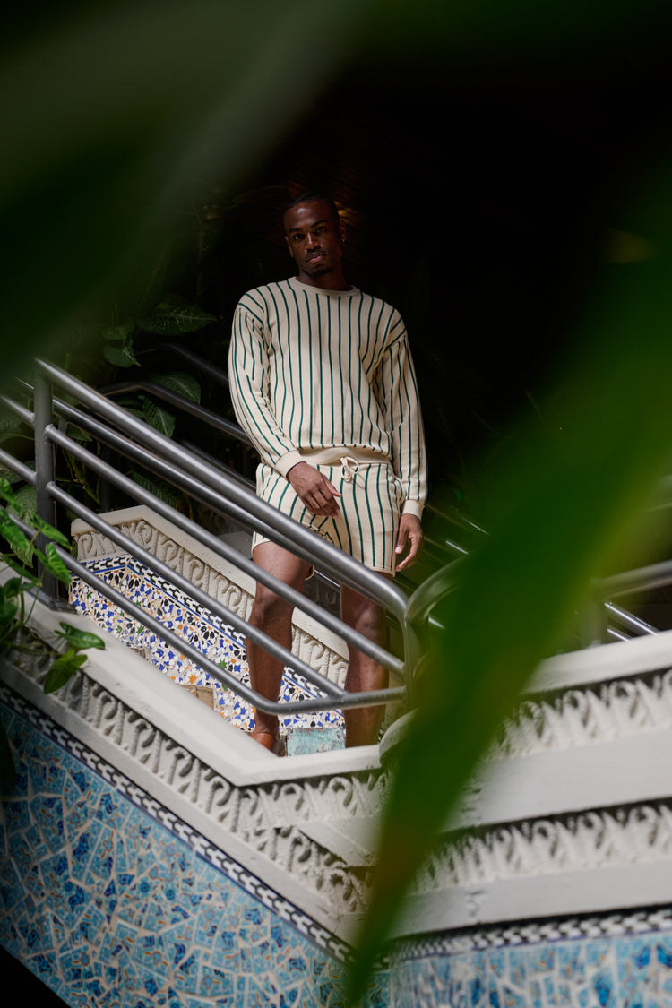 Emerald Stripe Knit Crew