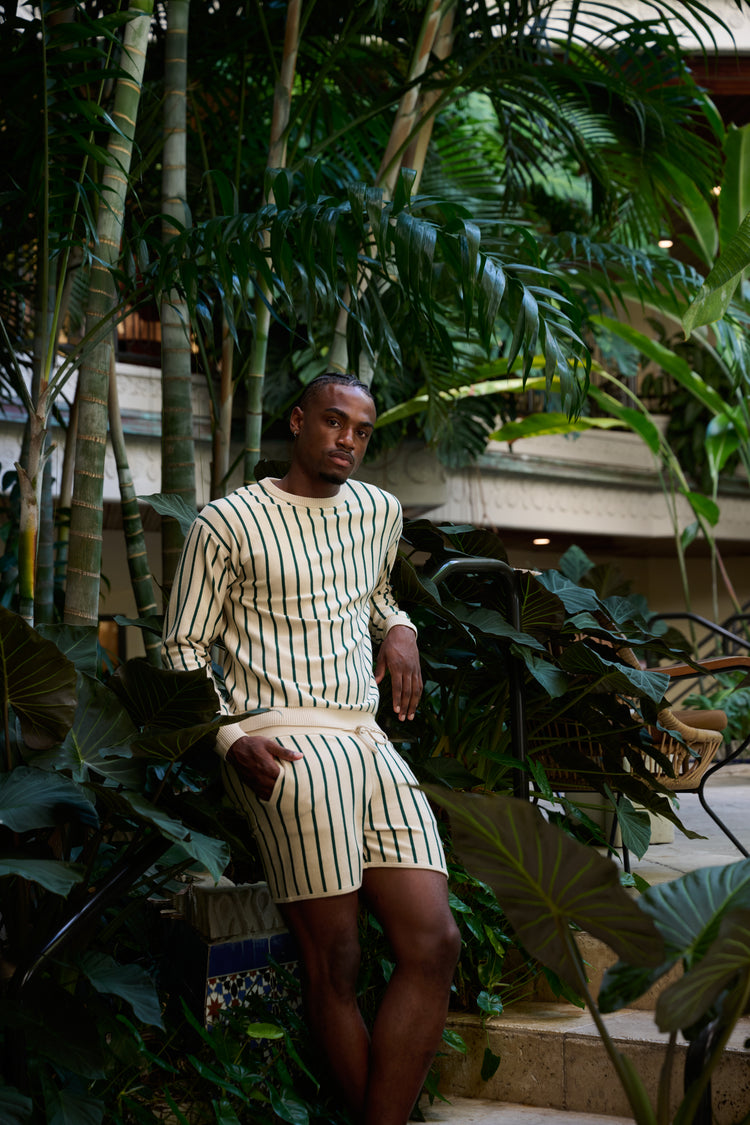 Emerald Stripe Knit Crew