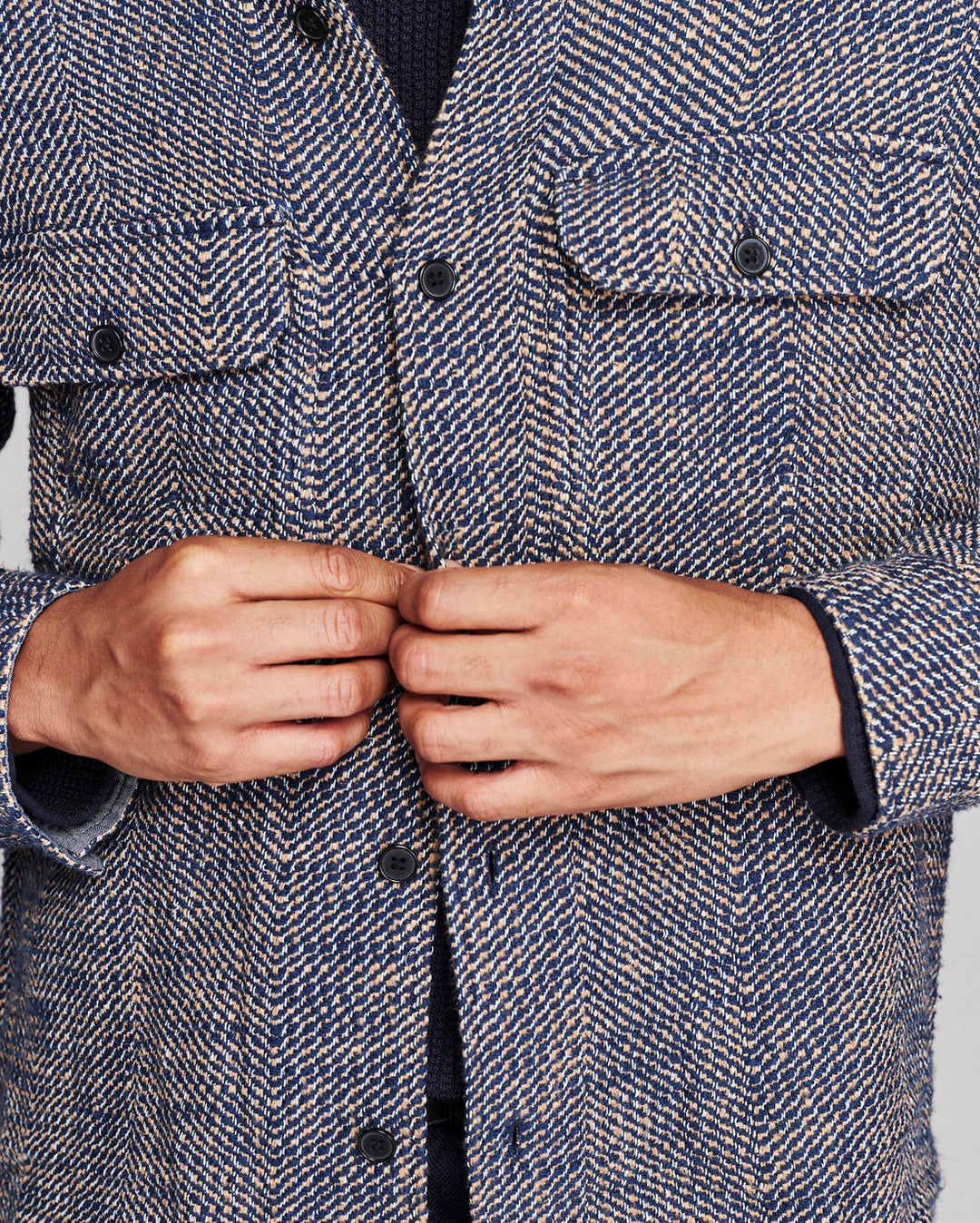 Herringbone CPO Overshirt | Carbon Blue Multi