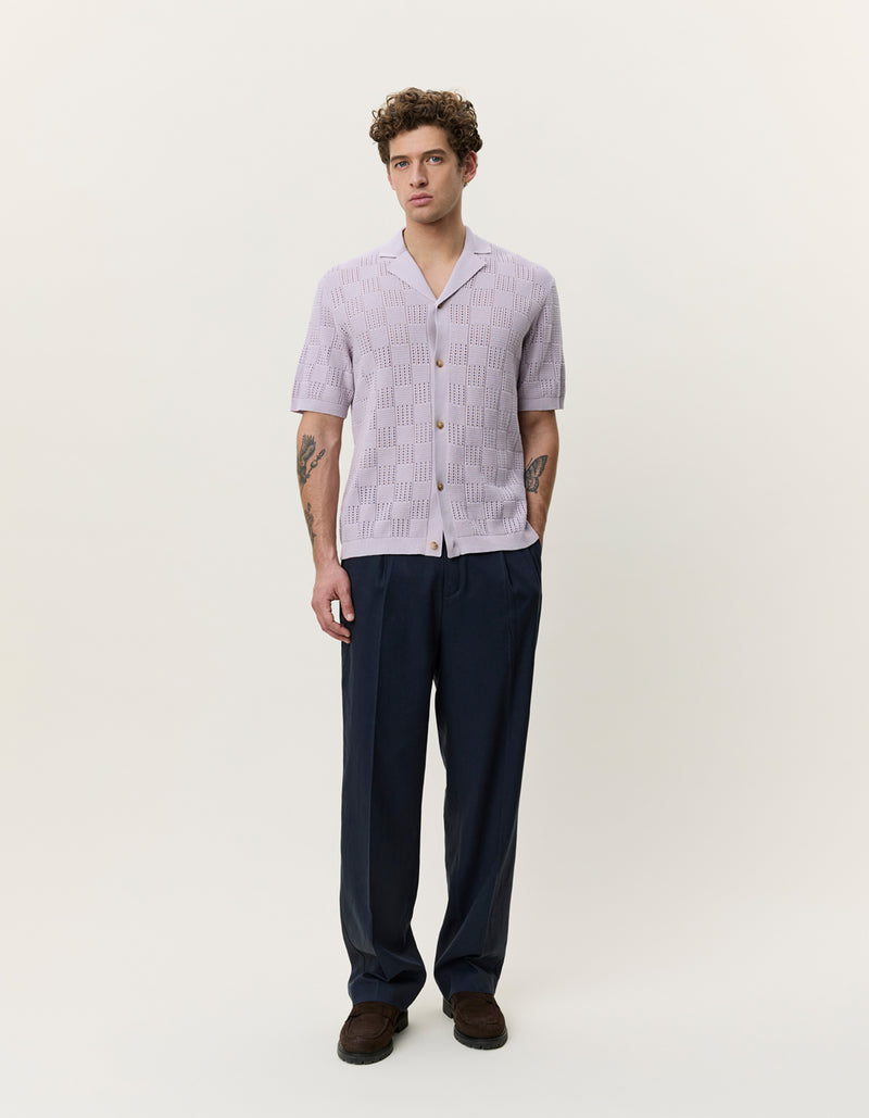 Square Knitted SS Shirt | Iris Purple