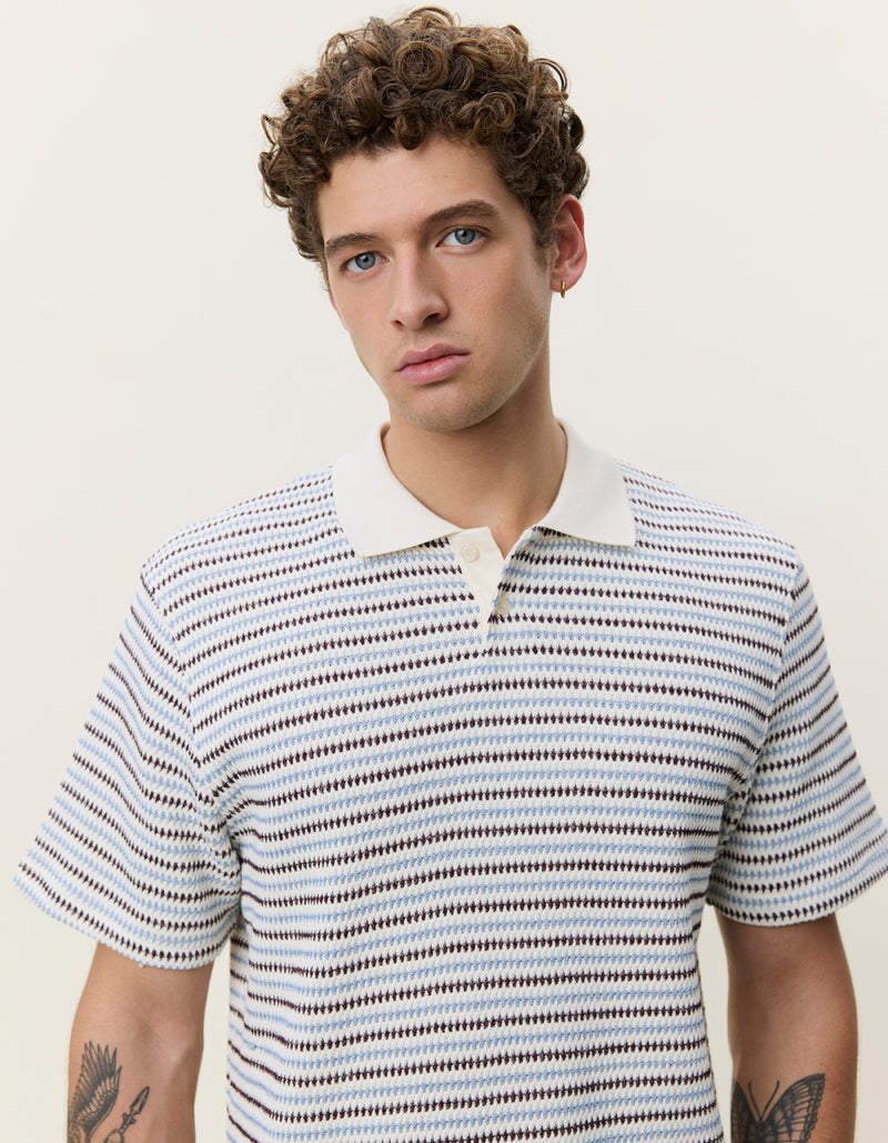 Knitted Stripe Polo | Eggnog White