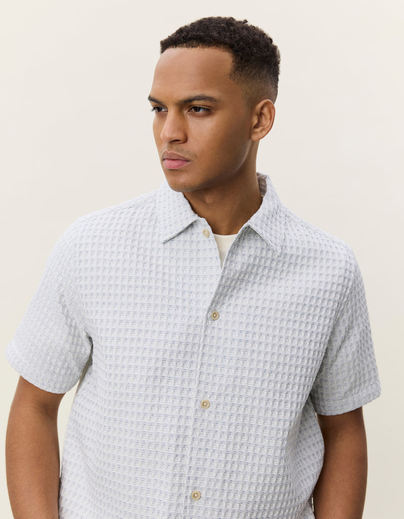 Check Seersucker SS Shirt | Ivory