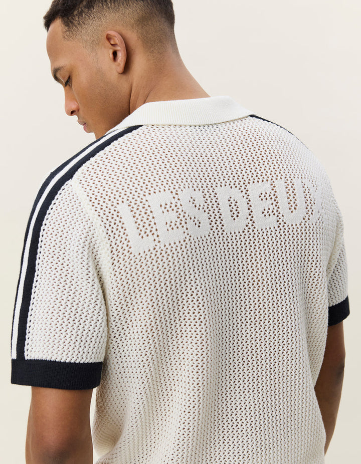 Logo Grid Knitted Polo | Light Ivory