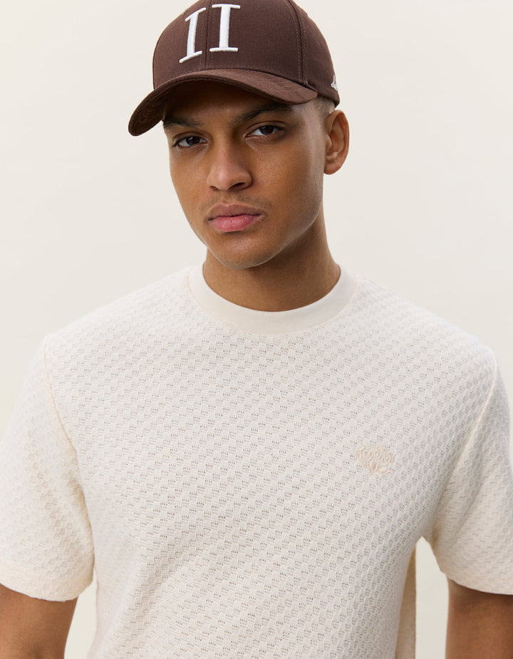 Knitted Check T-Shirt | Eggnog White