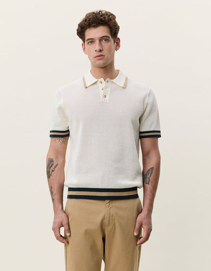 Lace Knitted Polo | Eggnog White