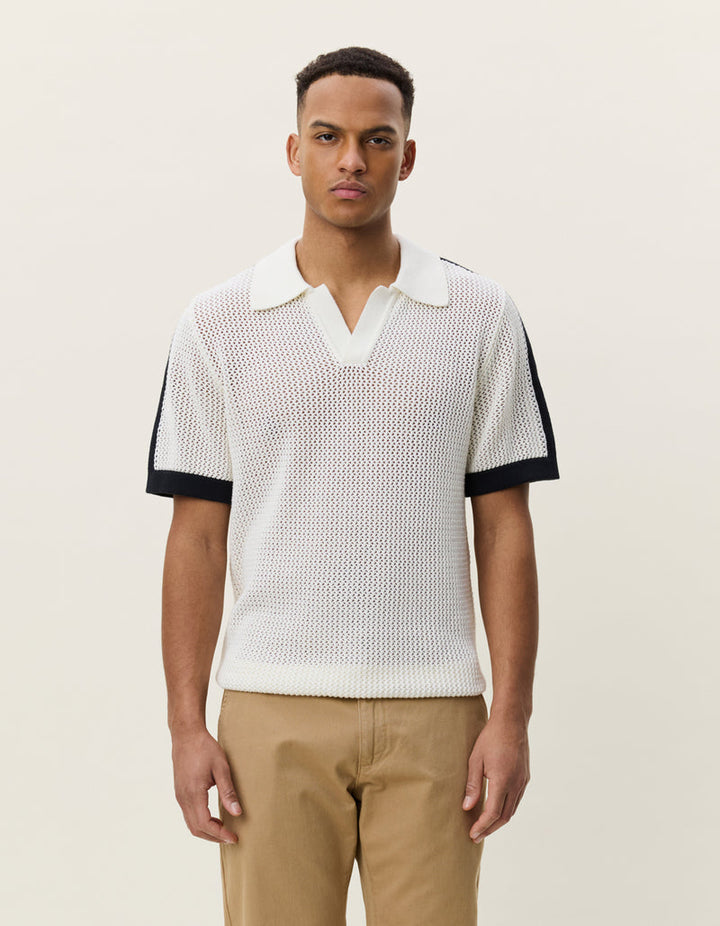 Logo Grid Knitted Polo | Light Ivory