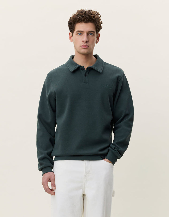 Piqué Polo Sweatshirt | Pine Green