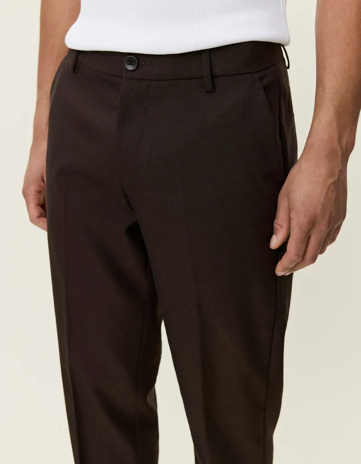 Brushed Twill Reg Suit Pant | Mole Brown