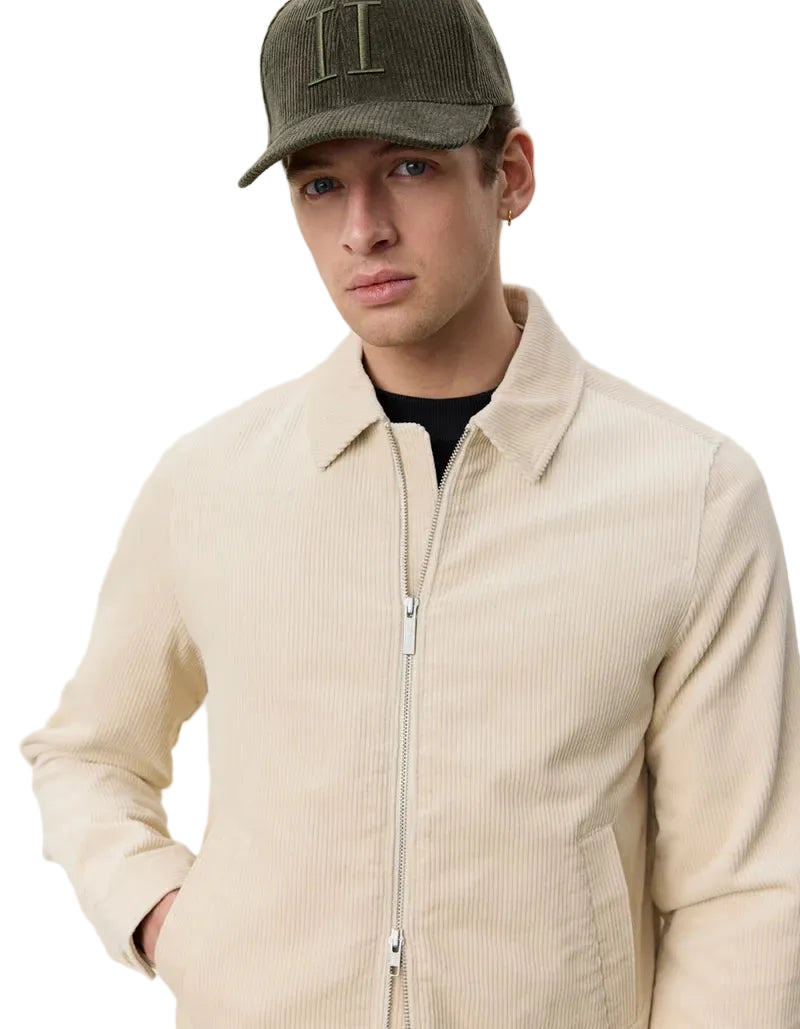 Corduroy Zipper Coach Jacket | Ivory
