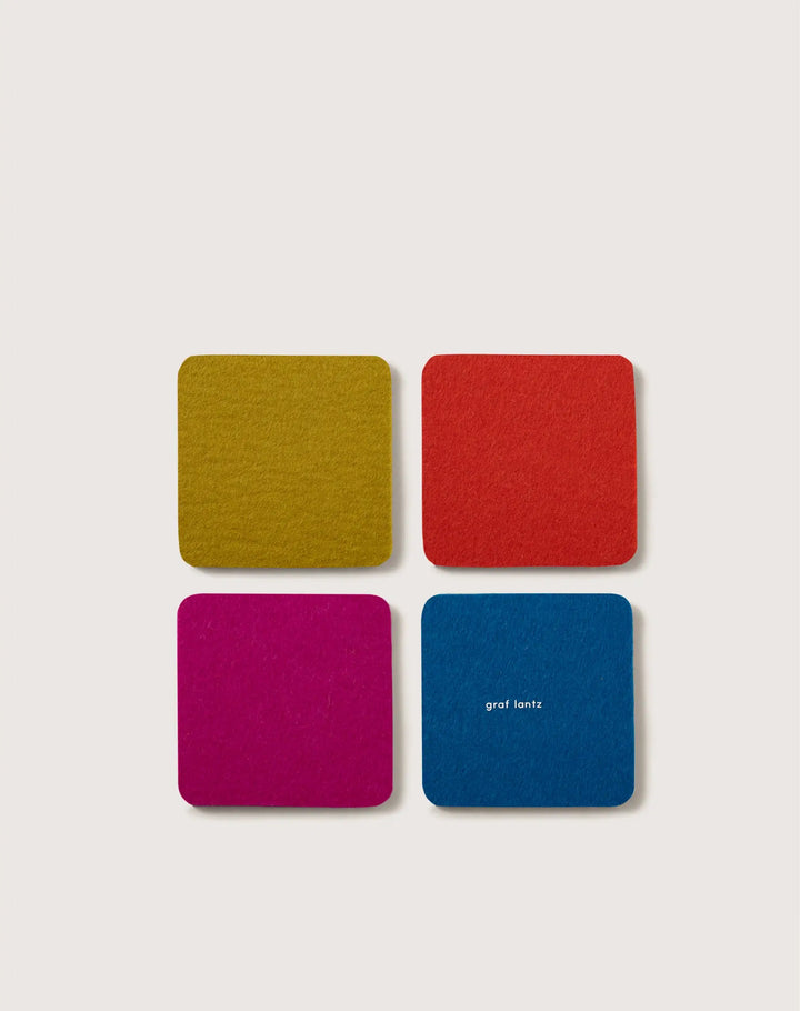 Merino Wool Felt Square Coasters | Electric