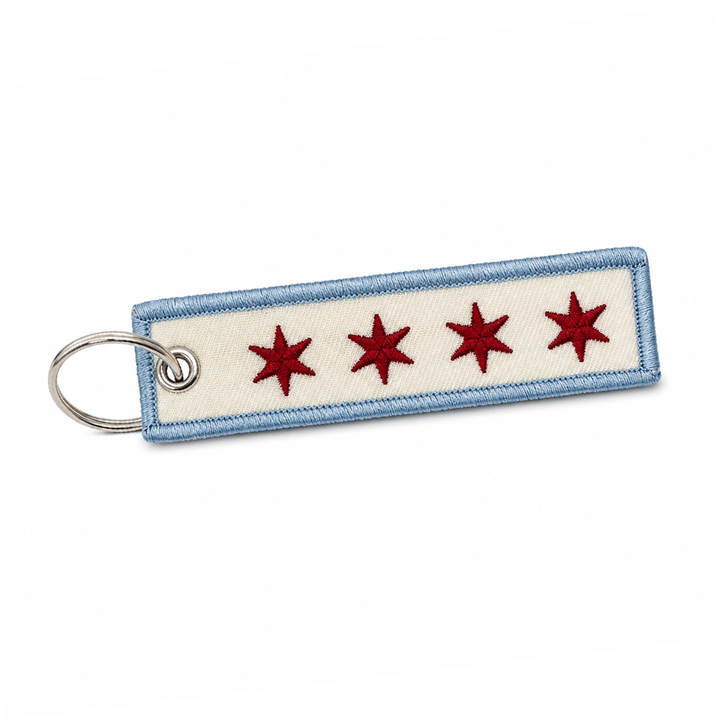 Chicago Flag Embroidered Keychain