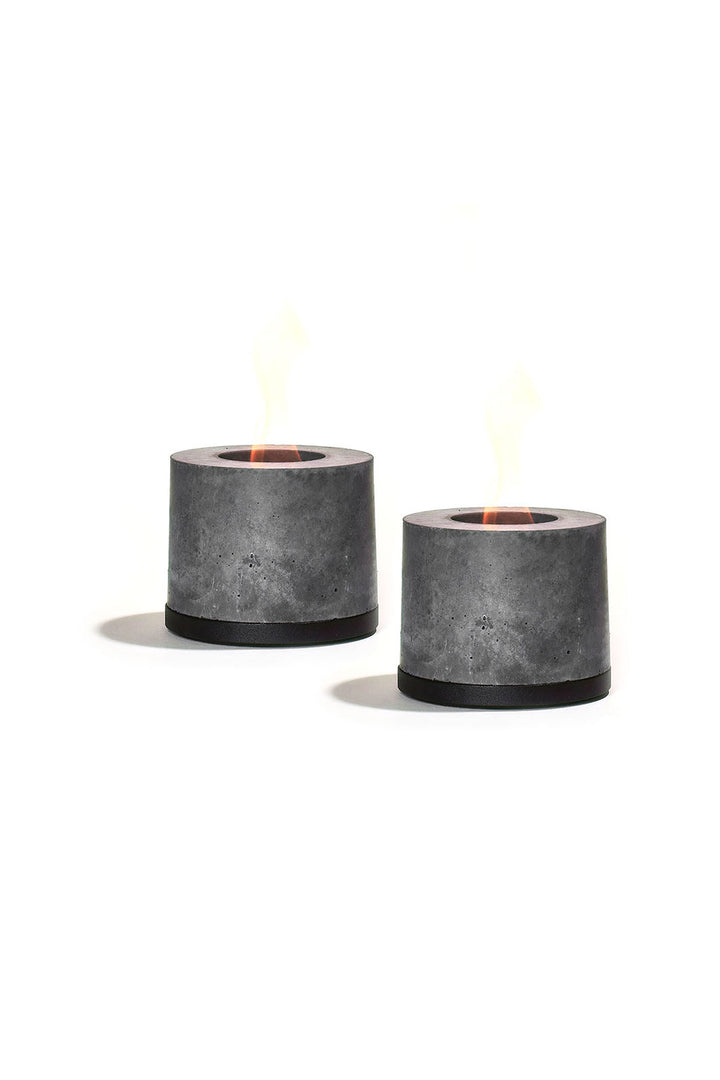 2 Pack Personal Concrete Fireplace, Mini - Black Aluminum Base