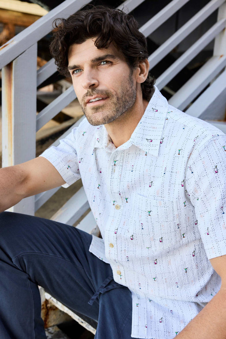 Joey Seersucker Cocktail Shirt | White Martini
