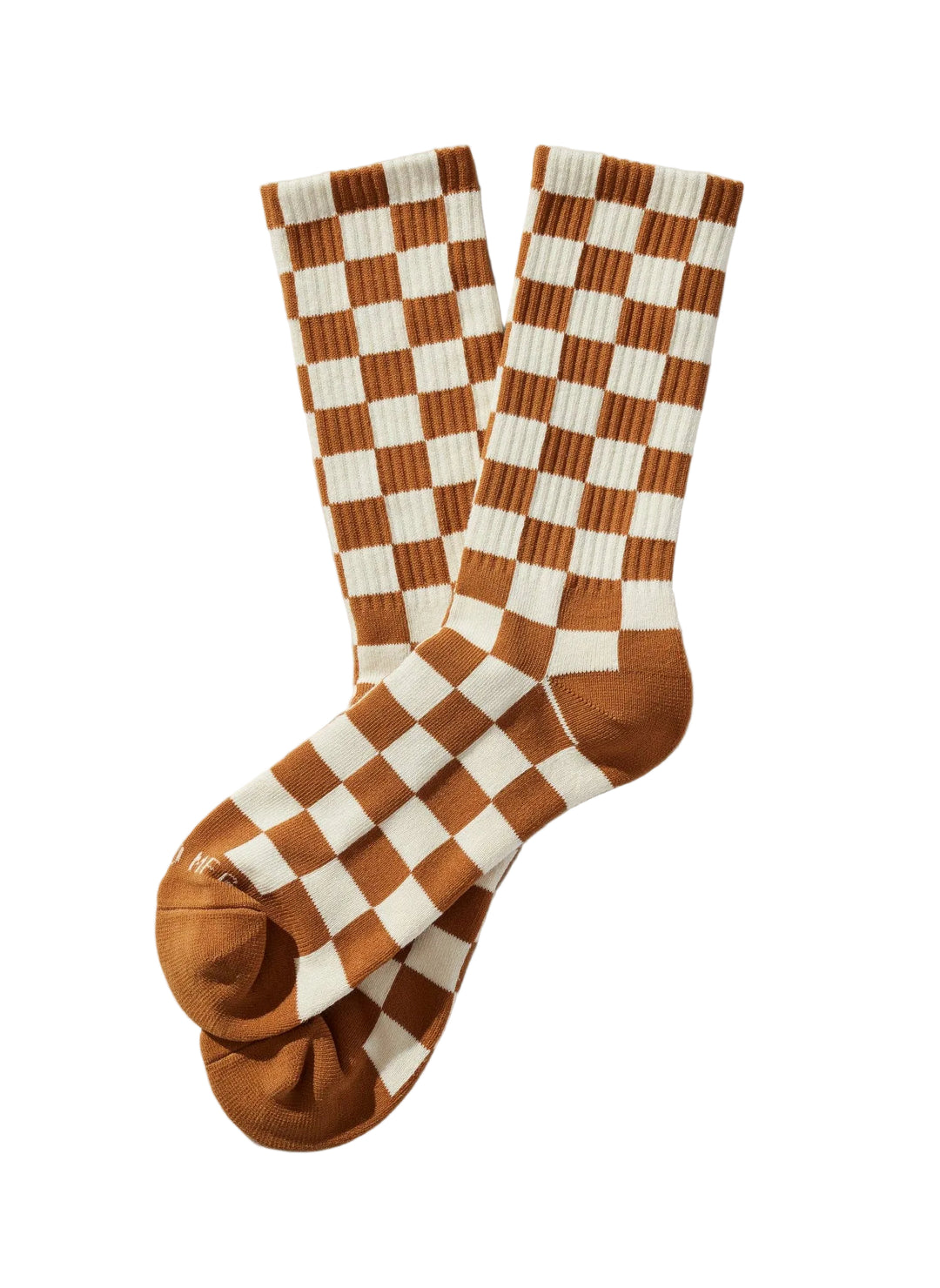 Checkerboard Crew Socks | Rust & Cream