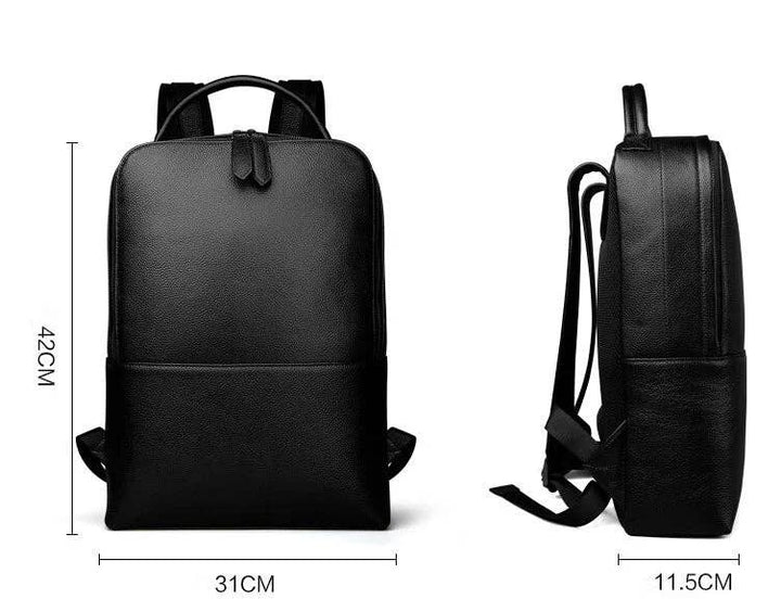 Skald Black Pebbled Leather Backpack | Slim Black Leather Backpack