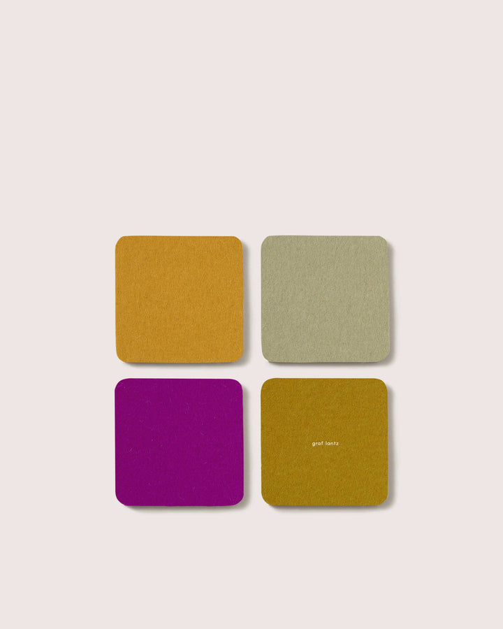 Merino Wool Felt Square Coasters | Golden Hour