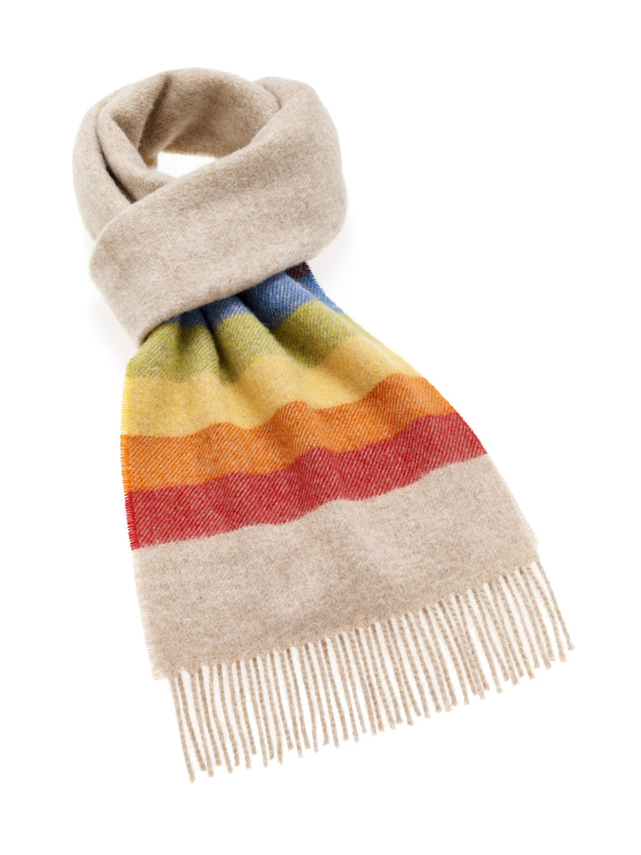 Pride Rainbow Beige Merino Lambswool Scarf