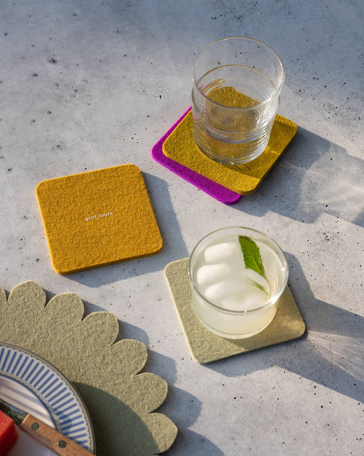 Merino Wool Felt Square Coasters | Golden Hour
