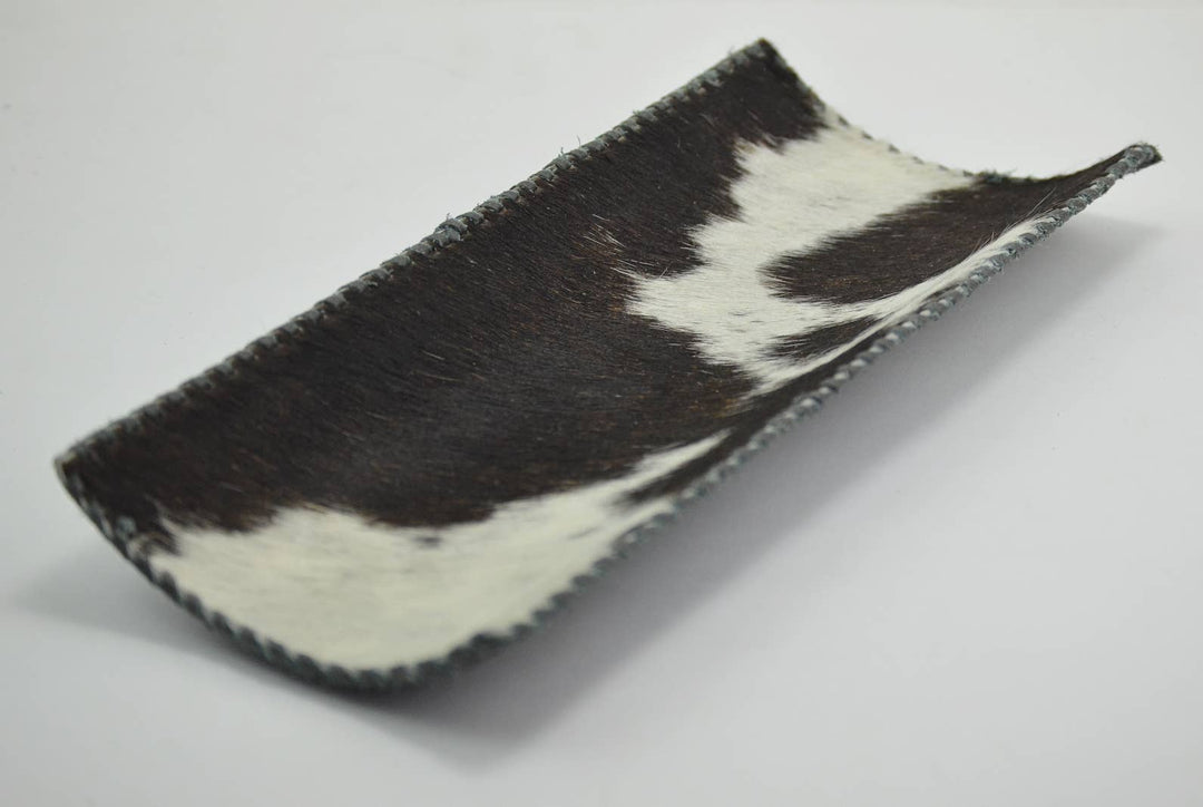 Curved Cowhide Hairon Leather Tray