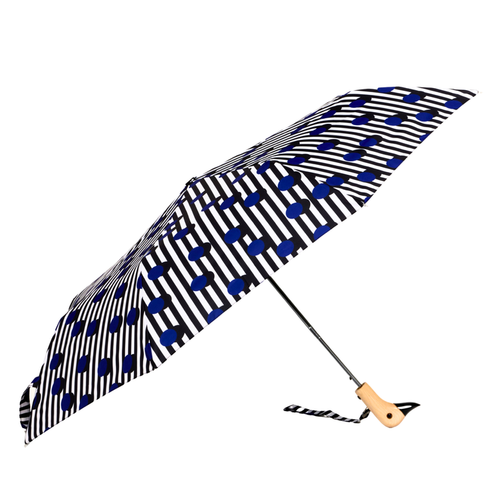 Polkastripe Pattern Compact Eco-Friendly Duckhead Umbrella