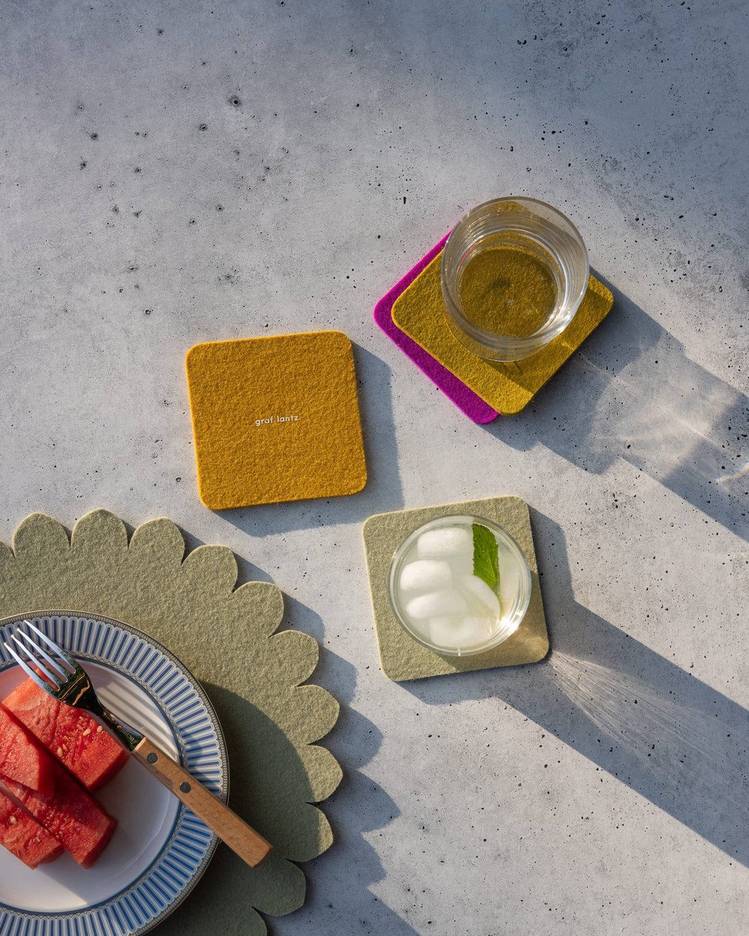 Merino Wool Felt Square Coasters | Golden Hour