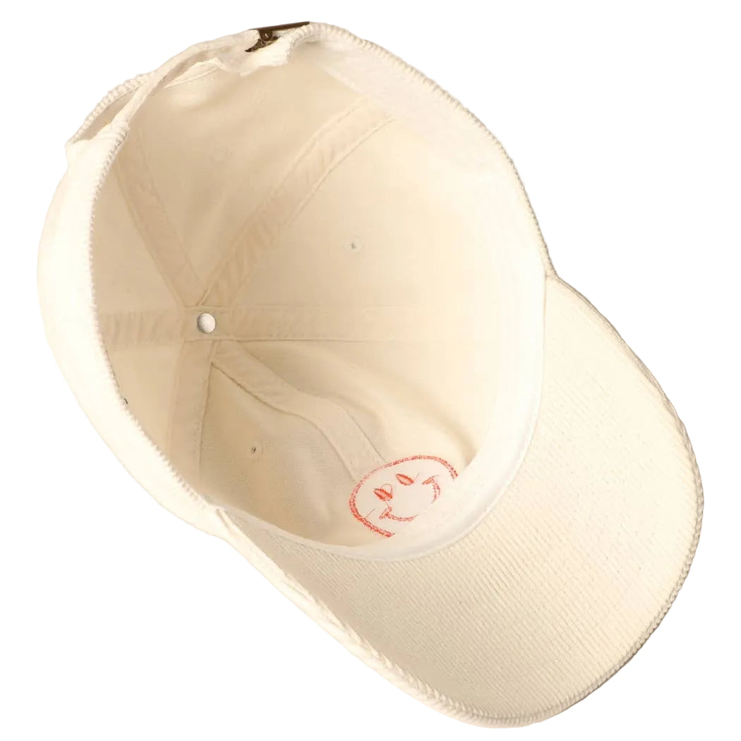 Happy Face Embroidered Corduroy Cap