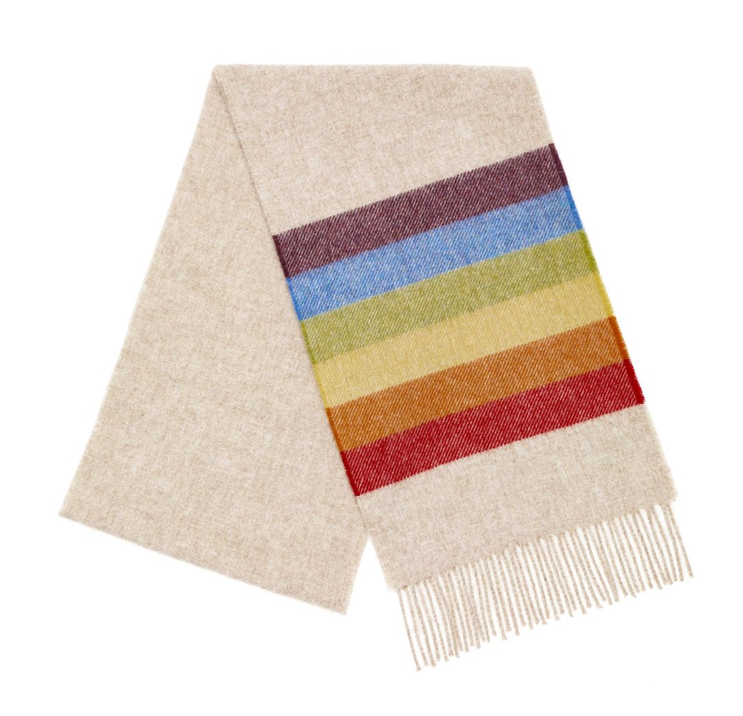 Pride Rainbow Beige Merino Lambswool Scarf