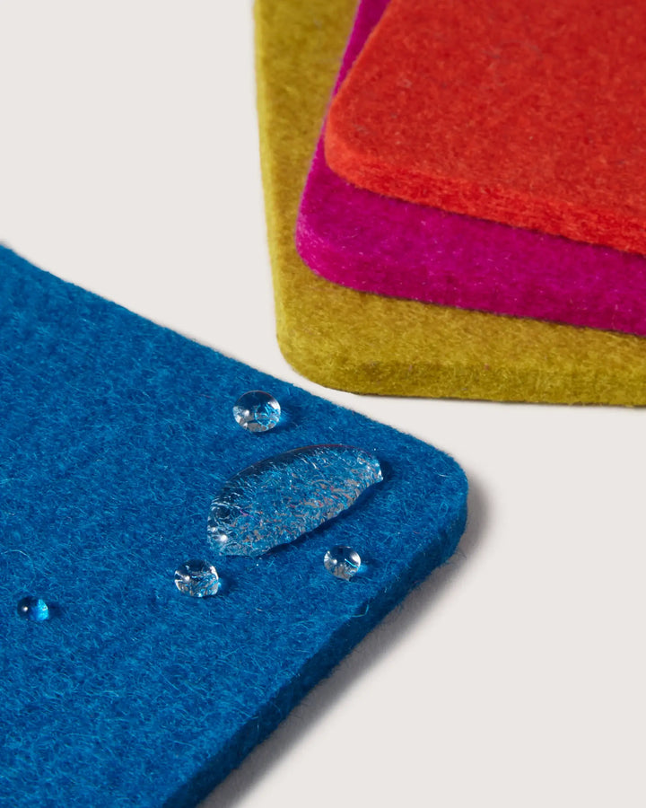 Merino Wool Felt Square Coasters | Electric
