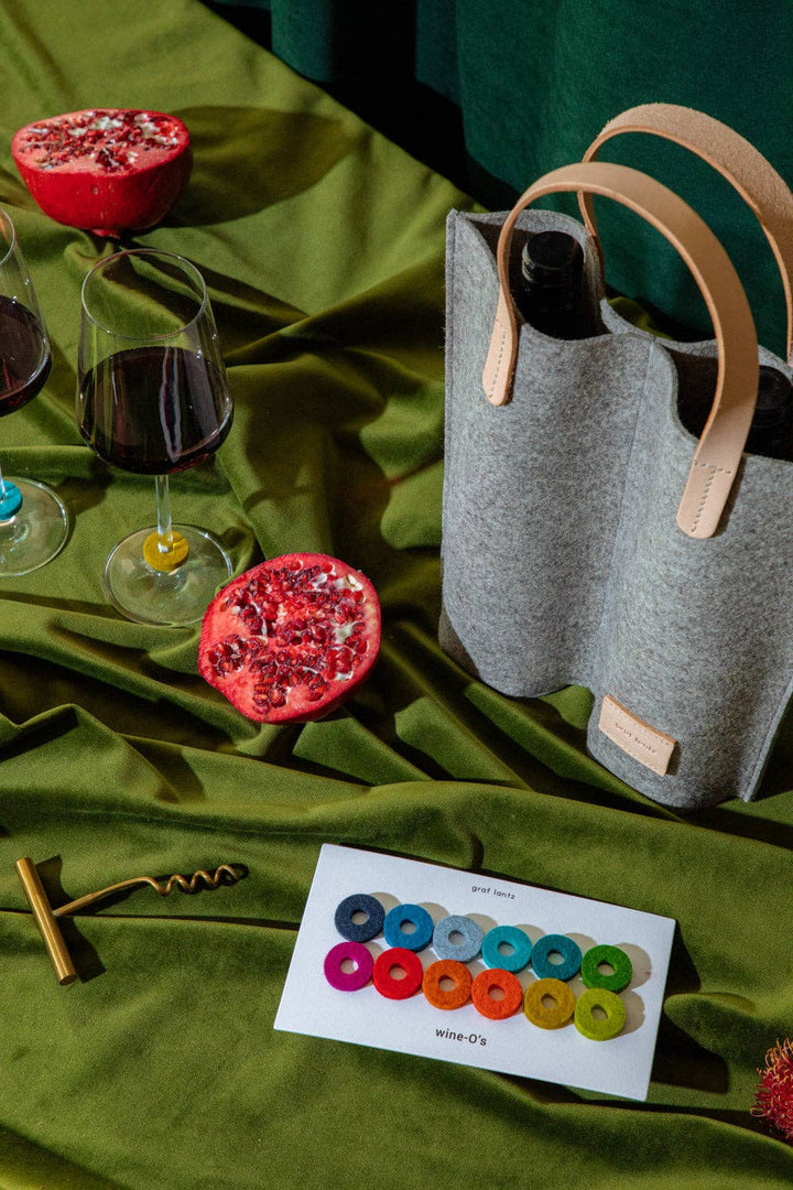 Rainbow Wine-O's Merino Wool Felt Round Wine Markers