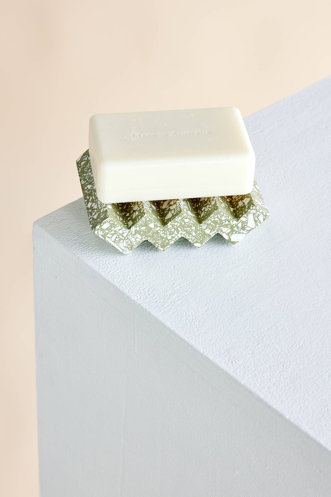 Zig-Zag Olive & White Terrazzo Soap Dish