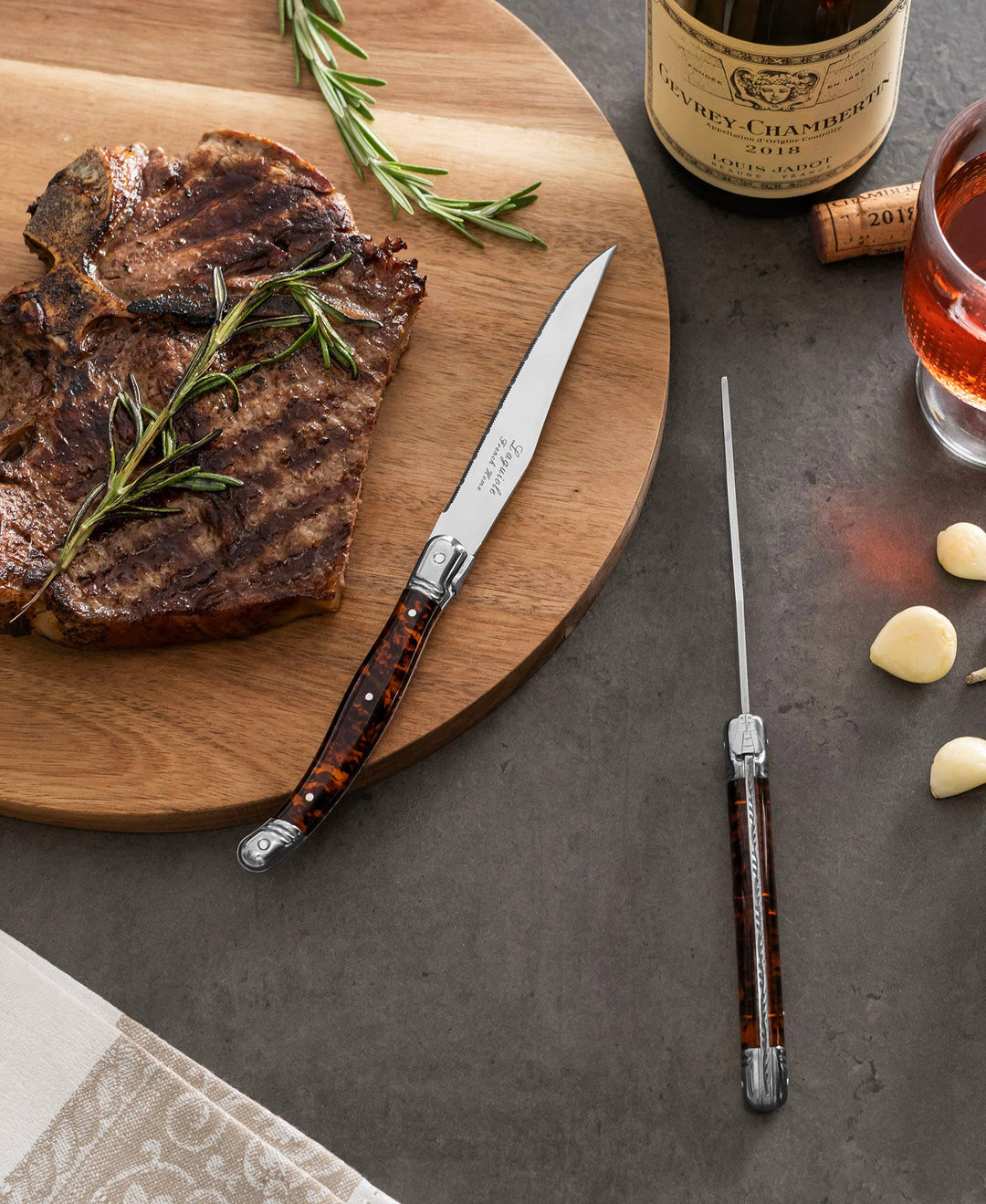 Laguiole Connoisseur 4-Piece Tortoise Steak Knife Set