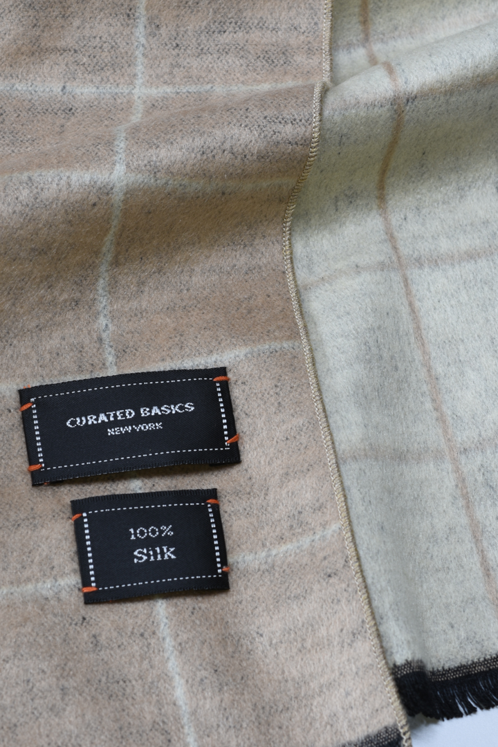 Brushed Silk Window-Pane Scarf