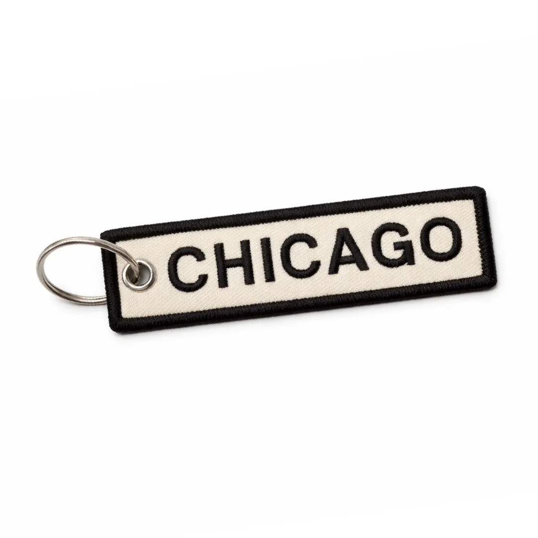 Chicago Embroidered Keychain | Black