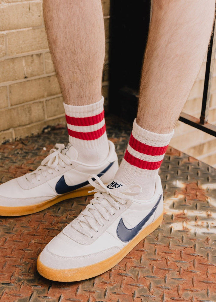 Mono Stripe Quarter Crew | Red