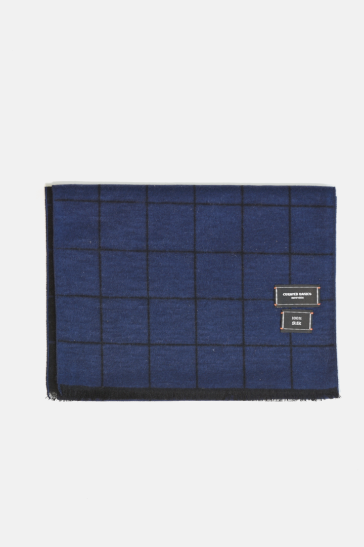 Brushed Silk Window-Pane Scarf