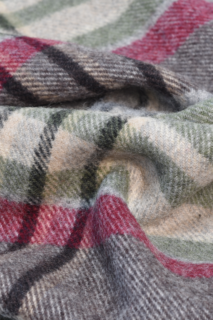 Wool Scarf | Grey, Brown, Green, Red Plaid