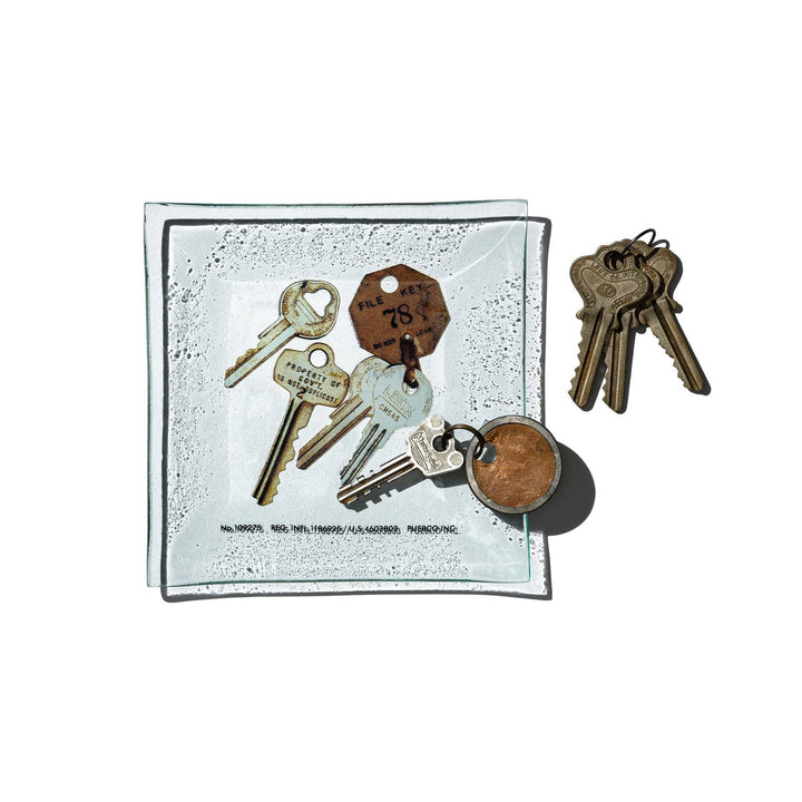 Key Skeleton Printed Glass Tray