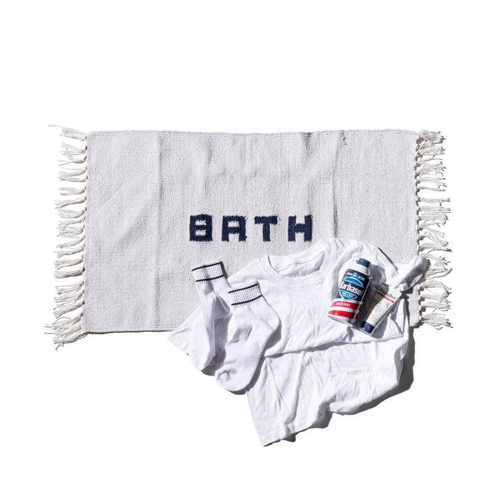 Handloomed Recycle Yarn Bath Mat | White