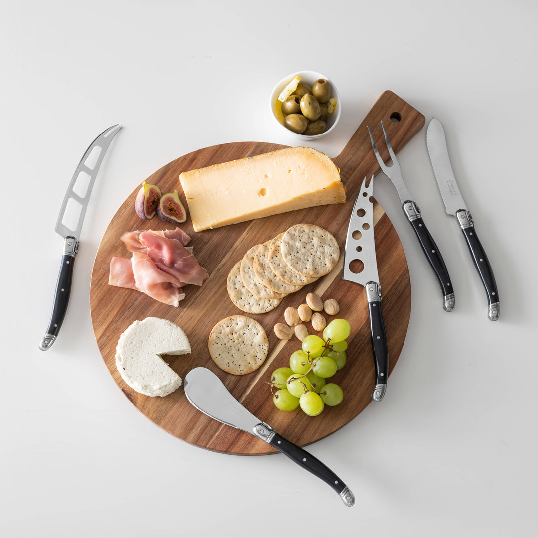 Laguiole 5-Piece Artisan Black Pakkawood Cheese Knife Set 