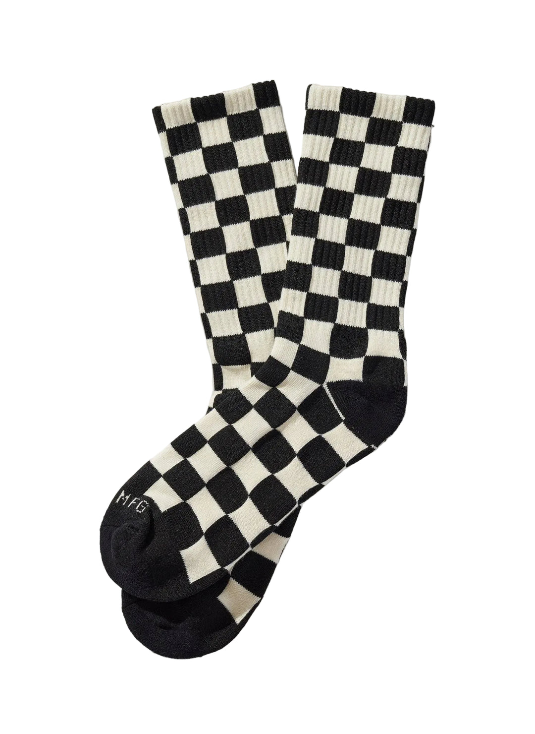 Checkerboard Crew Socks | Black & Cream