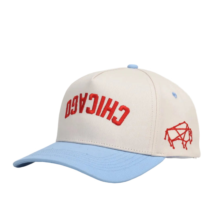 Upside Down CHICAGO Hat | Light Blue & Red